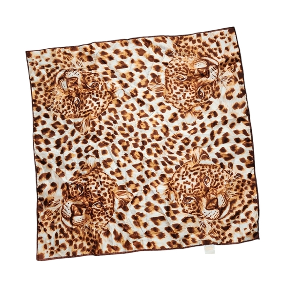 GLENTEX x‎ VINTAGE Made in Japan Leopard print animal motif scarf square - Picture 5 of 9